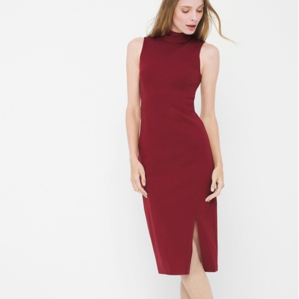 WHBM RED KNIT SLEEVELESS SHEATH DRESS 2 PETITE